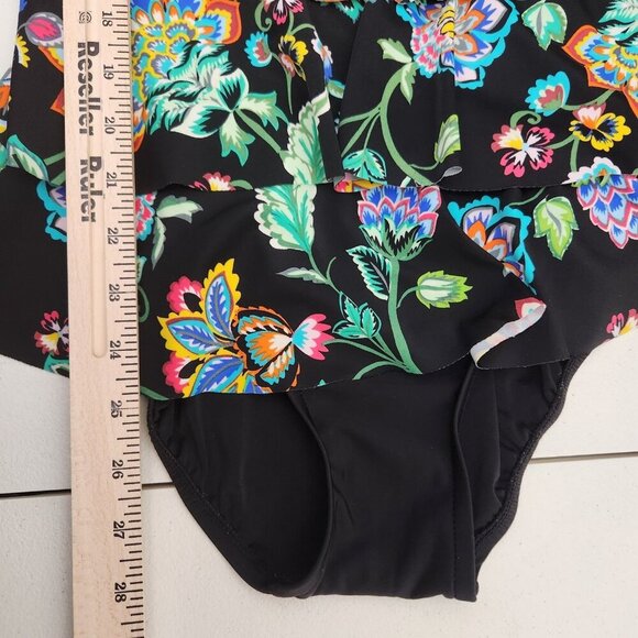 Croft & Barrow Swimsuit Womens 12 Floral Print Tiered Tankini Top Bathing Suit - Picture 12 of 16